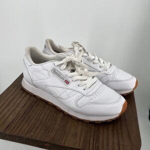Reebok Classic Leather Women White Gum Sneakers 49801 Low Top Trainers